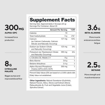 LEGION Pulse Pre Workout Supplement - All Natural Nitric Oxide Preworkout Drink to Boost Energy, Creatine Free, Naturally Sweetened, Beta Alanine, Citrulline, Alpha GPC (Caffeine Free Blue Razz)