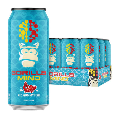 Gorilla Mind Energy Drink | Unmatched Energy · Amplified Focus | N-Acetyl-L-Tyrosine, Alpha-GPC, 200mg Caffeine, Uridine, Saffron | 0 Sugar Or Artificial Colors | 16oz, 12-Pack (Black Cherry Vanilla)