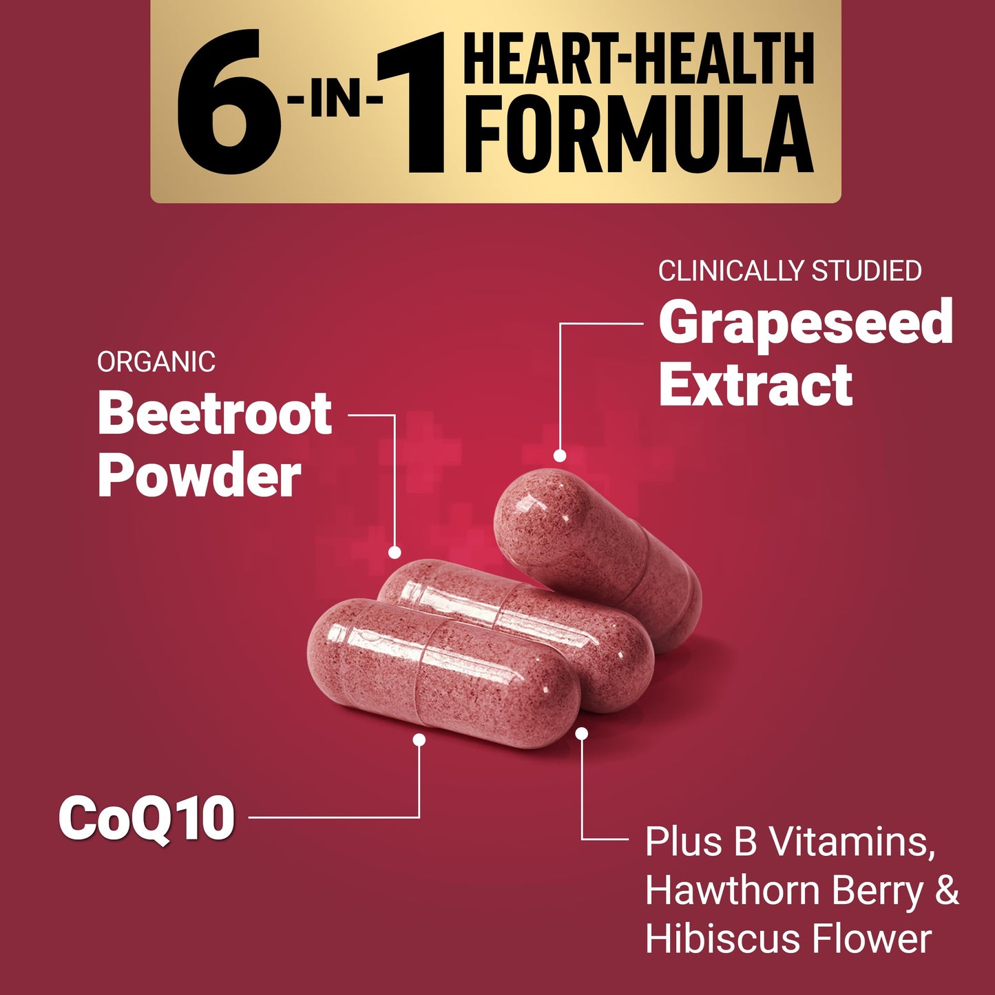 Force Factor Total Beets Ultimate Heart Health, Beet Root Capsules for Blood Pressure Support, CoQ10, Organic Beet Root Powder, Hawthorn Berry Force Factor