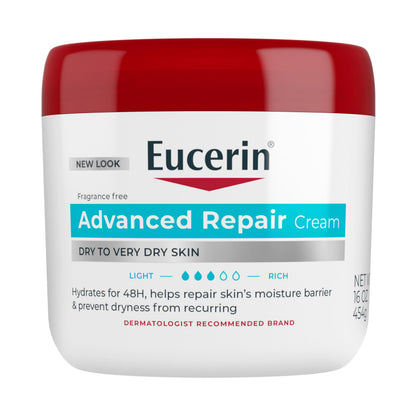 Eucerin Advanced Repair Body Cream for Very Dry Skin, Fragrance Free Daily Body Moisturizer, 16 Oz Jar Eucerin