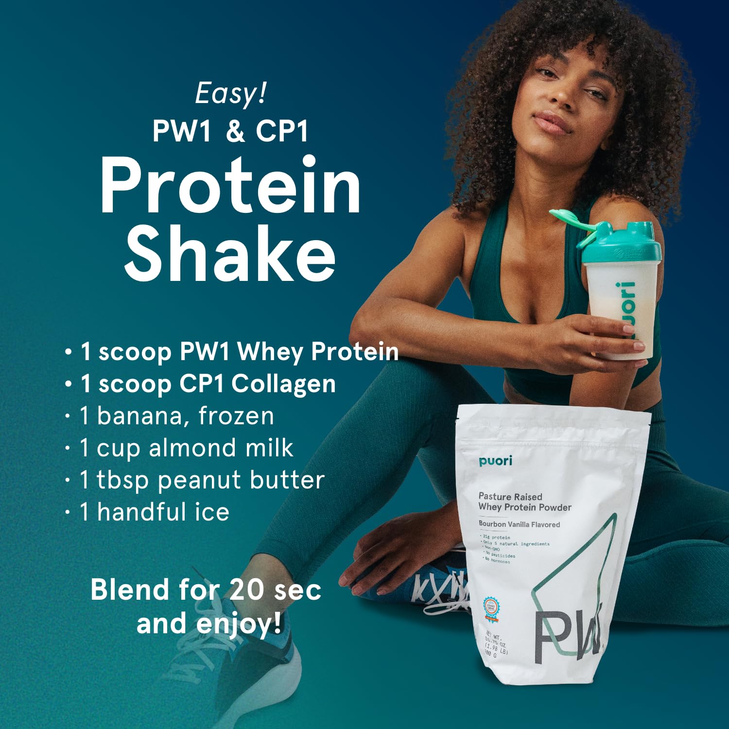 Puori Whey Protein Powder, Bourbon Vanilla - PW1 Pasture-Raised, Grass-Fed Whey Protein Powder Drink Mix containing BCAA Amino Acids - Post-Workout Supplement Puori buy australia supplements
