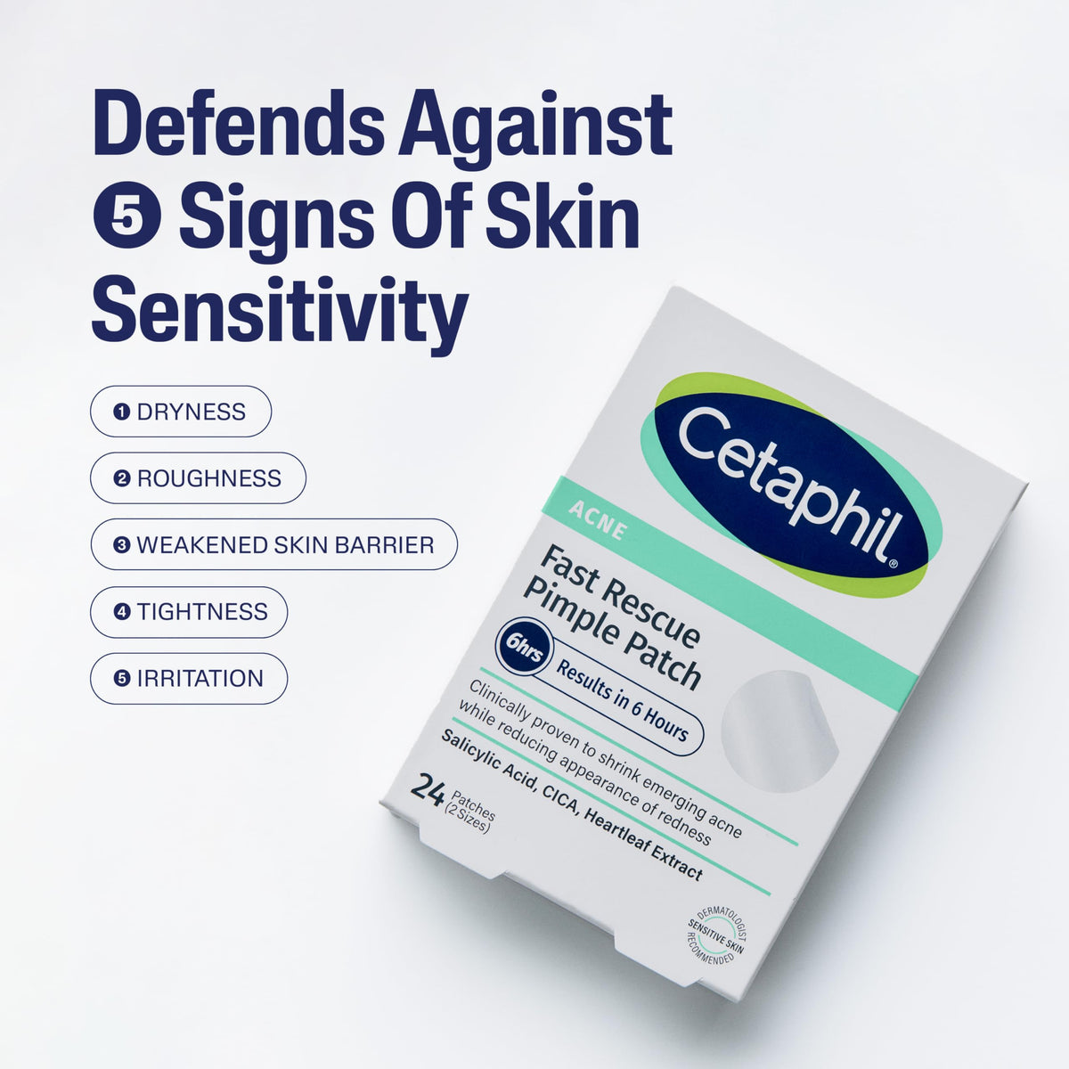 Cetaphil Acne Patches Salicylic Acid & CICA, Sensitive Skin Care, 24ct Cetaphil