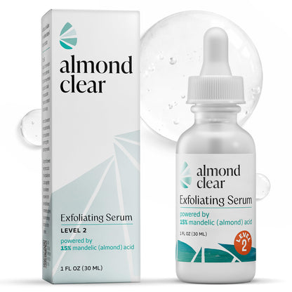 Almond Clear Mandelic Acid Level 2 Serum – Extra Strength Treatment for Body Acne, Folliculitis, and Ingrown Hairs – Buttocks Clearing Dark Spot Remover – 1 Fl Oz Almond Clear