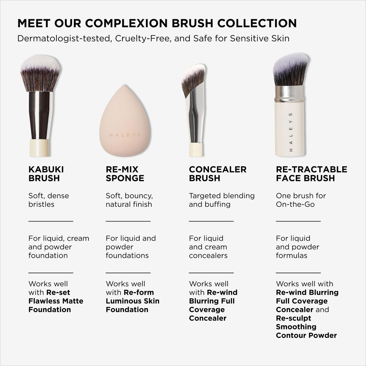 Haleys Kabuki Foundation Brush, Soft Bristles, Seamless Blending, Vegan HALEYS