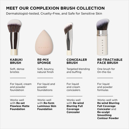 Haleys Kabuki Foundation Brush, Soft Bristles, Seamless Blending, Vegan HALEYS
