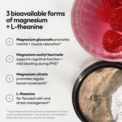 Moon Juice Magnesi-Om Magnesium Powder Supplement - Chelated Magnesium Complex + L-Theanine Blend for Rest, Relaxation & Regularity - Vegan, Non-GMO & No Sugar, Berry, 4.2 oz, 30 Servings