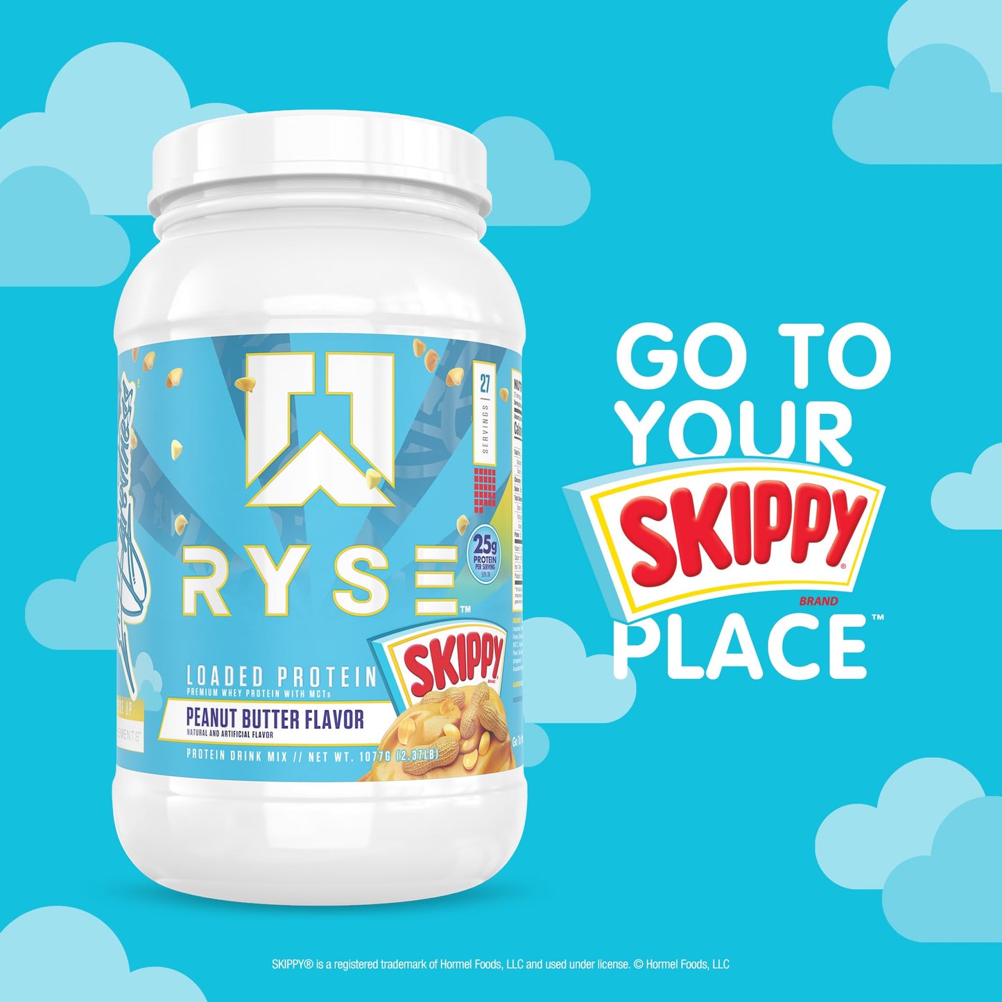 RYSE Loaded Protein Powder - Jet-Puffed Marshmallow - 25g Whey Protein Isolate & Concentrate with Prebiotic Fiber & MCTs - Low Carb, Low Sugar, Digestive-Friendly - 27 Servings / 2 lb Tub