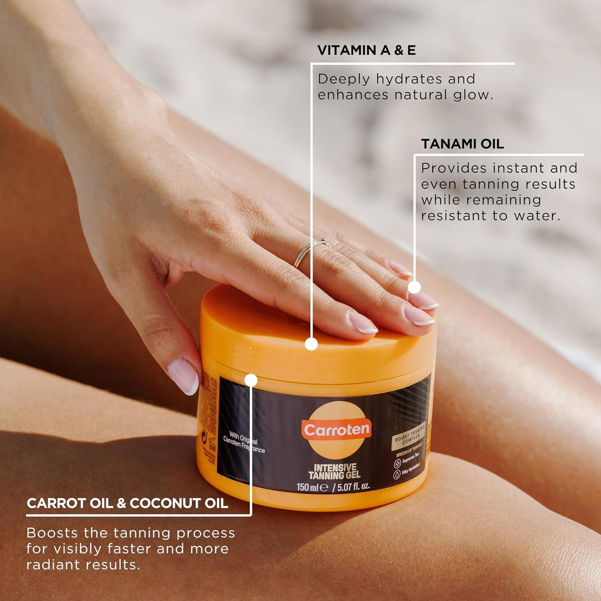 Carroten Intensive Tanning Gel, Browning Tan Accelerator, 5 oz + Spatula Carroten
