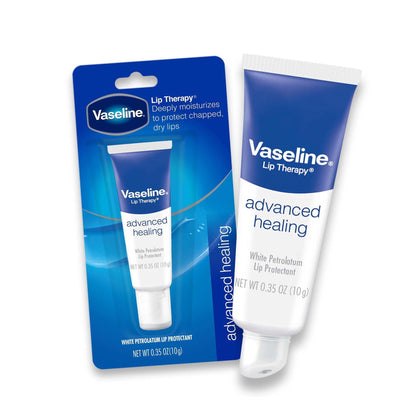 Vaseline Lip Therapy Advanced Healing 3-Pack – White Petroleum Moisturizing Lip Balm for Extremely Dry Lips, 0.35 Oz Ea Vaseline