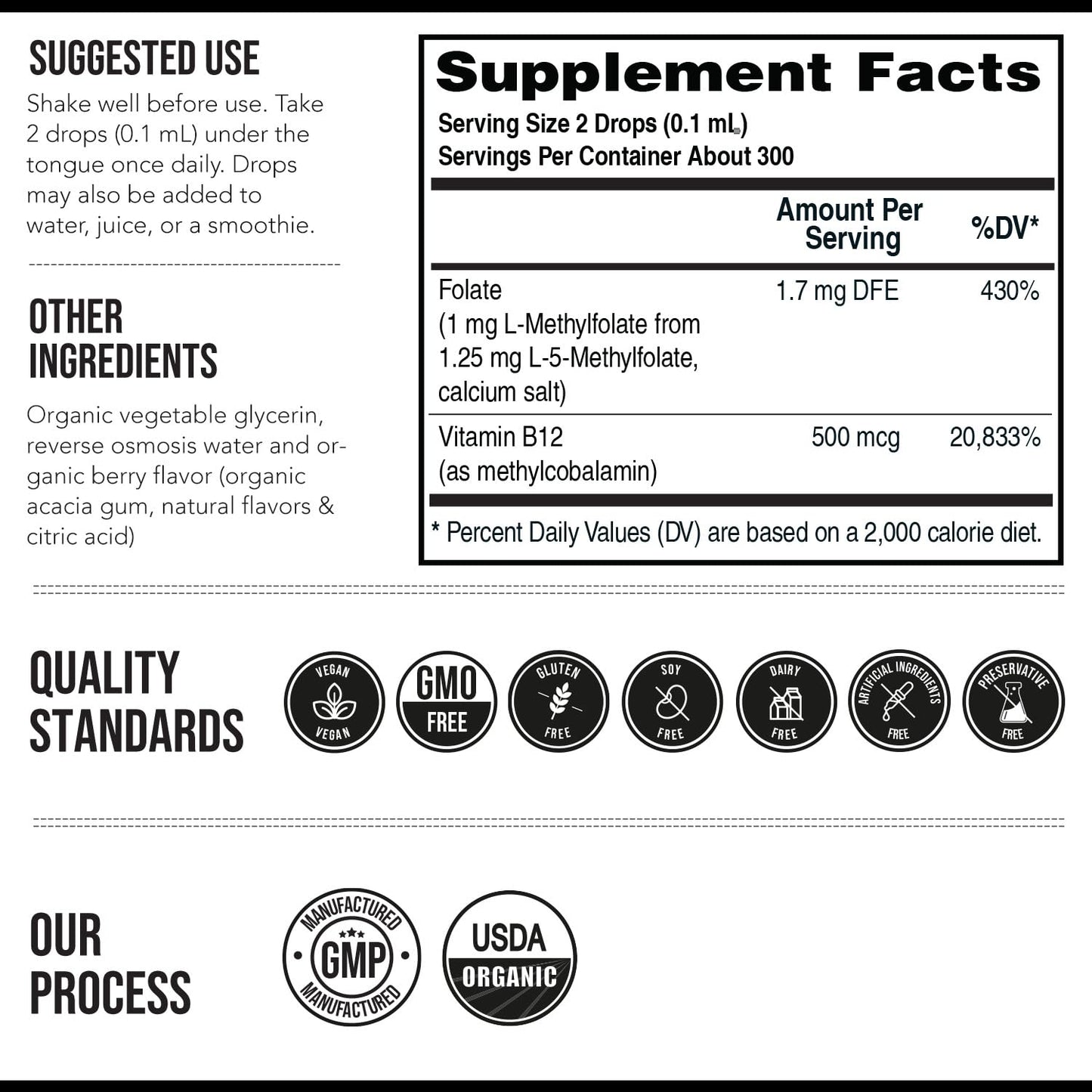 Organic Methyl Folate 1000 mcg + Methyl B12 Cofactor (300 Servings) – Metabolically Active 5-MTHF Form, Organic Berry Flavor Triquetra Health