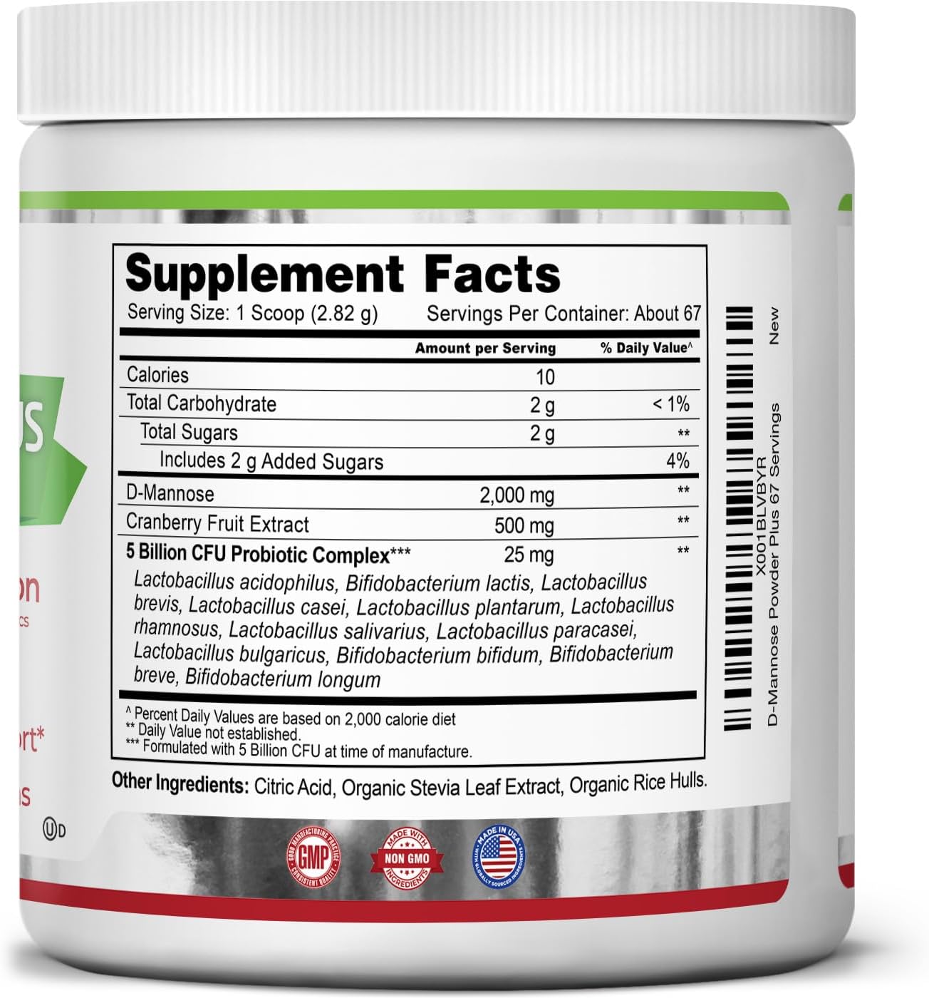 Zazzee D-Mannose Powder Plus, 2000 mg, 67 Servings, Free Scoop, Made in USA | Plus 5 Billion CFU Probiotics and Pure Cranberry Juice Extract, Kosher, 6.67 oz, Urinary Tract & Bladder Support, Non-GMO Gsupps Australia