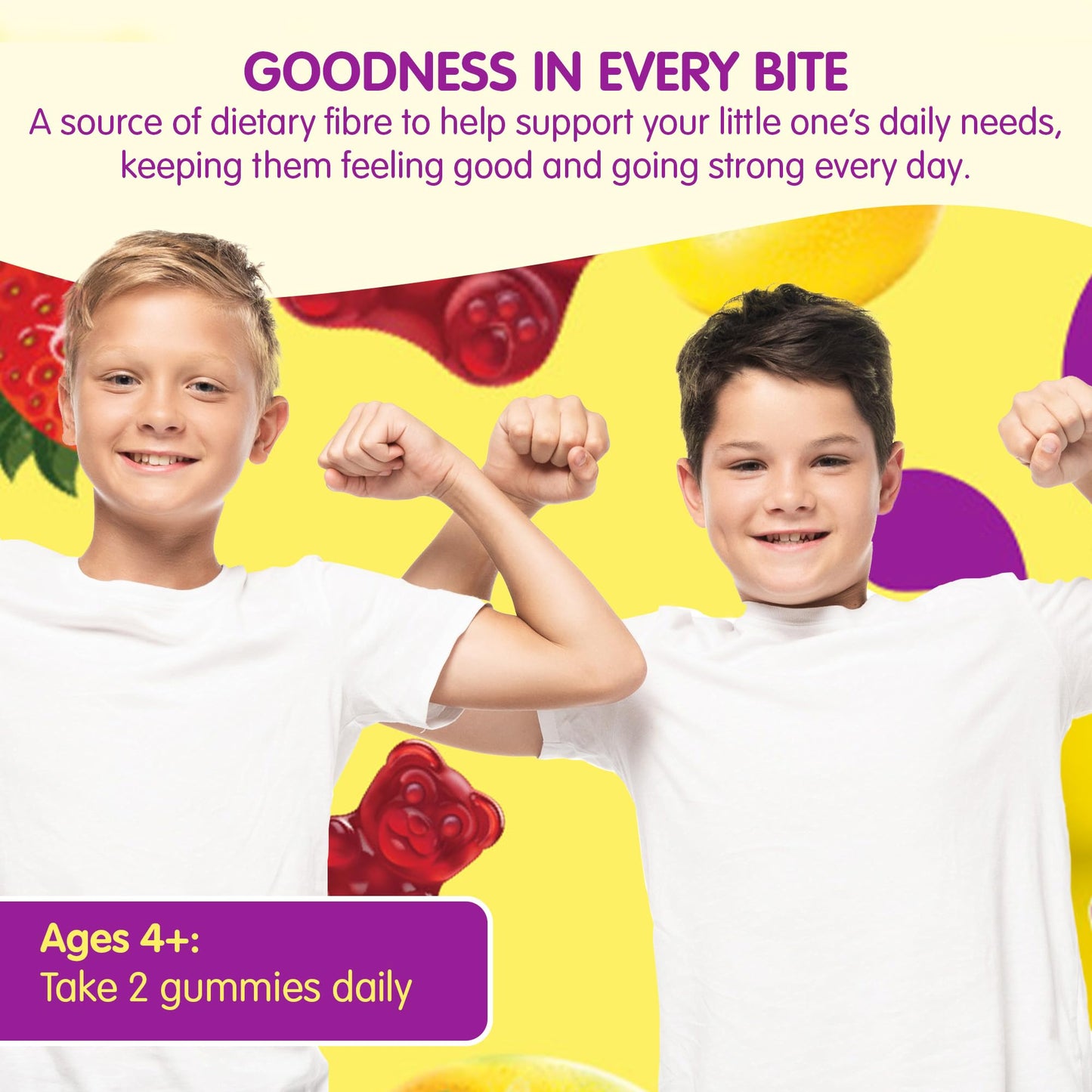 L’il Critters Fiber Daily Gummy Supplement for Kids, for Digestive Support, Berry and Lemon Flavors, 90 Gummies Lil Critters