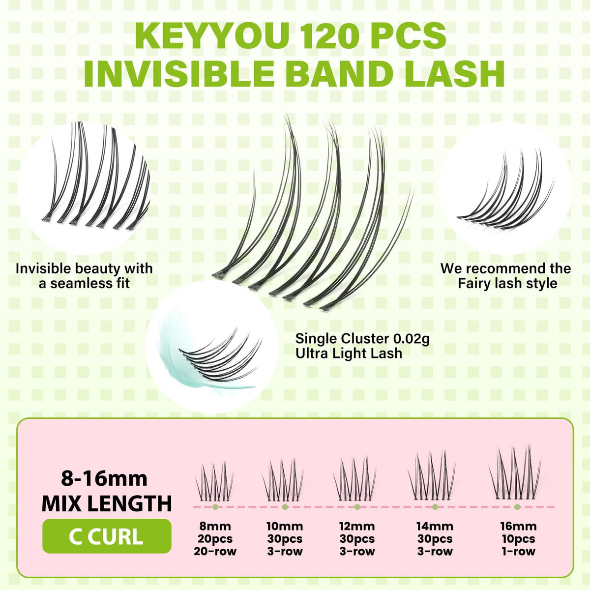 KEYYOU Natural Lash Clusters,Aurora Wispy Lashes,Seamless Mascara Look KEYYOU