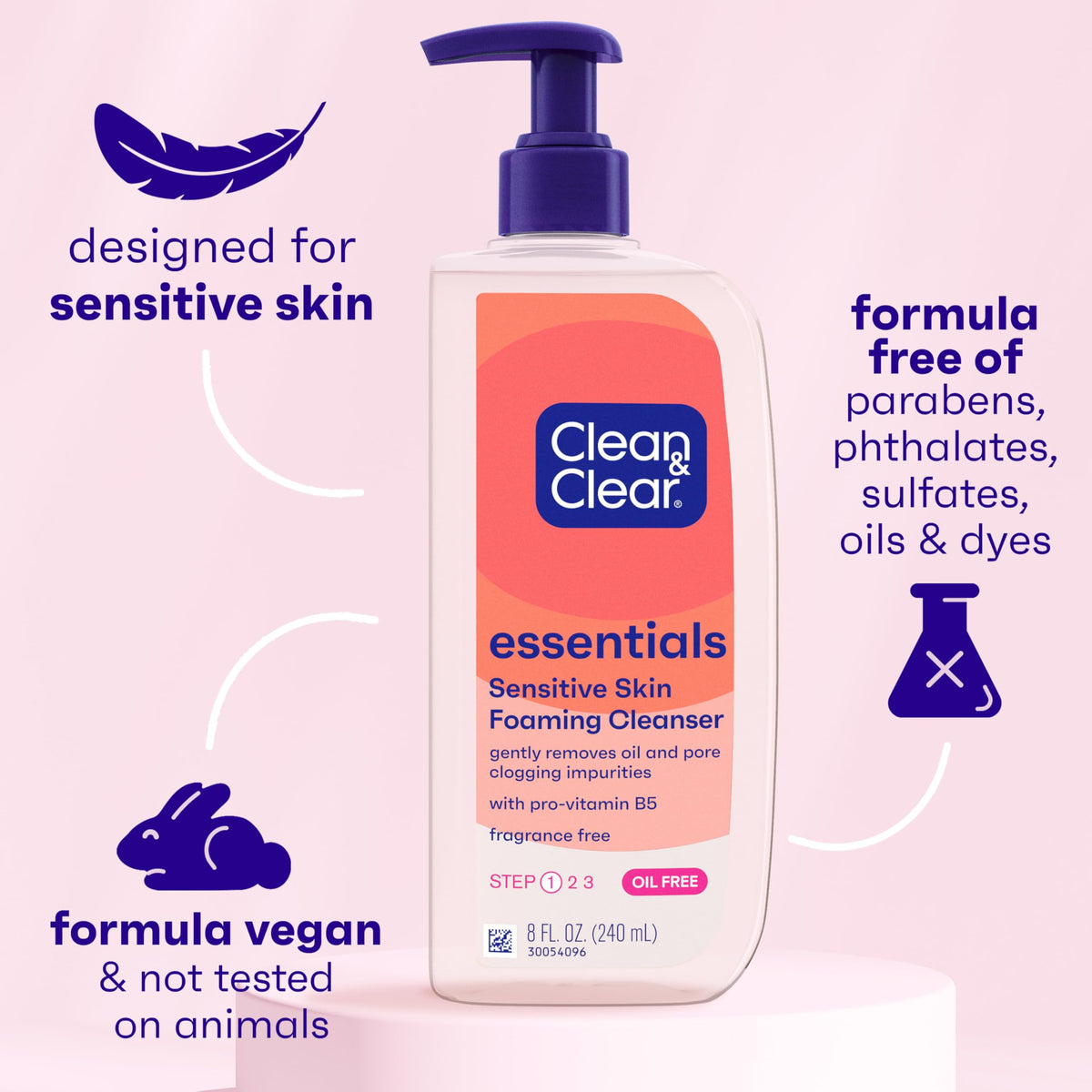 Clean & Clear Essentials Oil-Free Foaming Facial Cleanser, 8 fl oz Clean & Clear