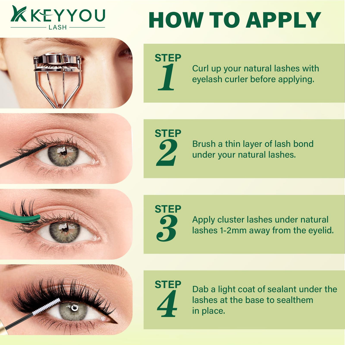 KEYYOU Flora Lash Clusters Kit Flaunt D Curl Natural Lashes 132pcs Lash Extension Kit 8-18mix Lash Clusters Fluffy Lashes with Ultra-Thin Soft Band with Remover Waterproof Bond and Seal(F01 Kit) KEYYOU