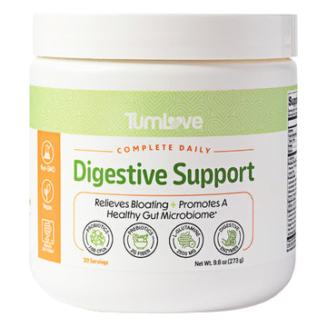 TumLove IBS Relief & Digestive Support Powder – Low FODMAP Certified, Probiotics, Prebiotics, Digestive Enzymes, L-Glutamine & 5 Soothing Herbs