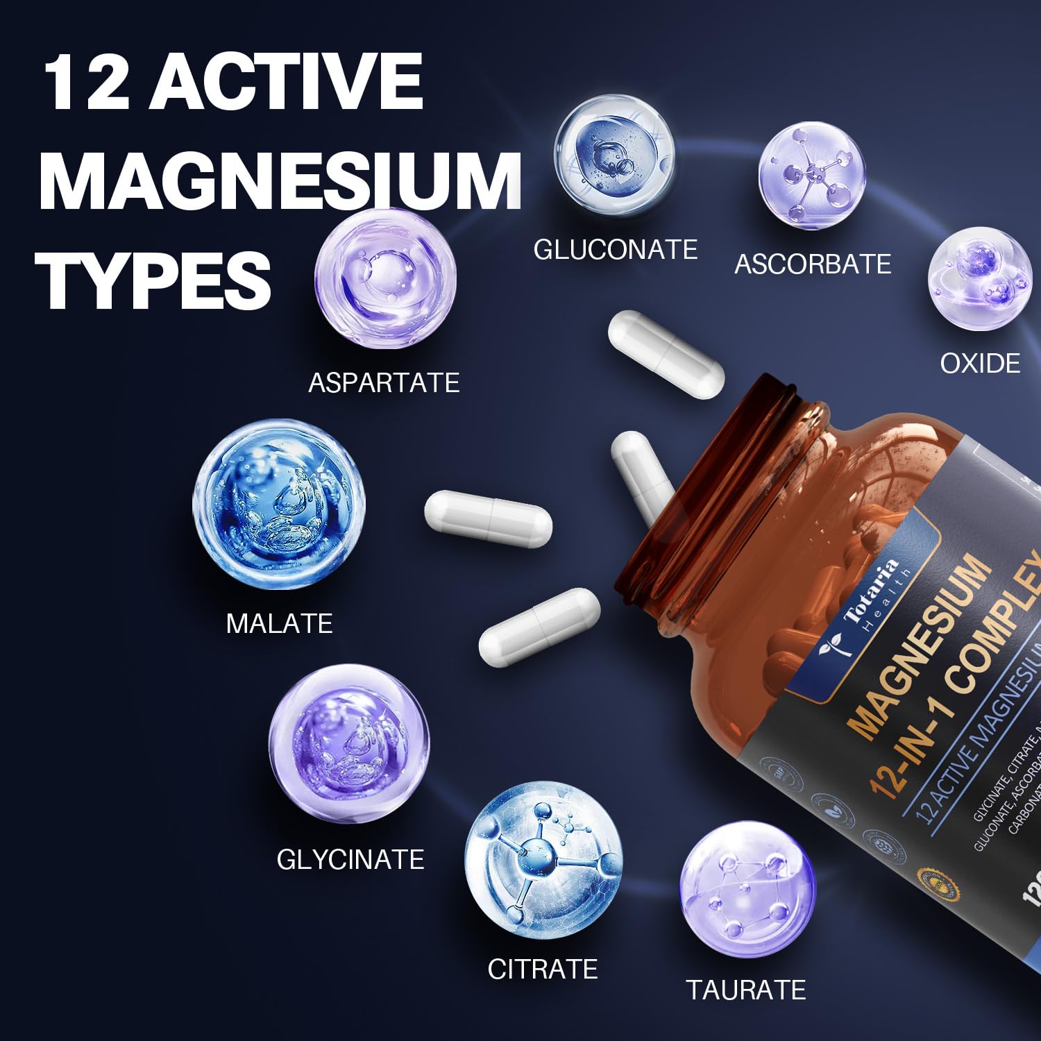 Totaria Magnesium Complex 700mg 12 in 1 Magnesium Supplement with Glycinate Citrate Malate Oxide Taurate Aspartate Orotate Magnesium Relaxation,Muscle,Heart Support, Vegan 120 Capsules Totaria buy australia supplements