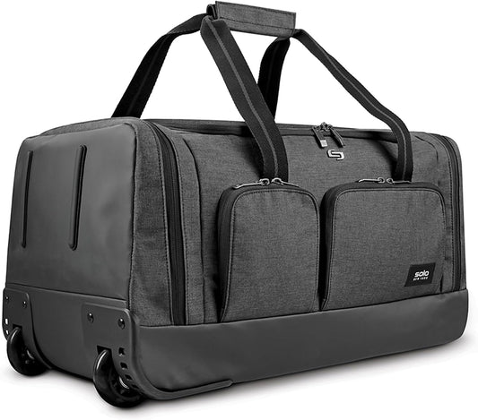 Solo New York Rolling Duffle Bag with Wheels - Wheeled Carry On Luggage for Travel, Roller Duffel for Men & Women, Telescoping Handle System, Separate Shoe & Laundry Compartment - Leroy, Gray Gsupps Australia