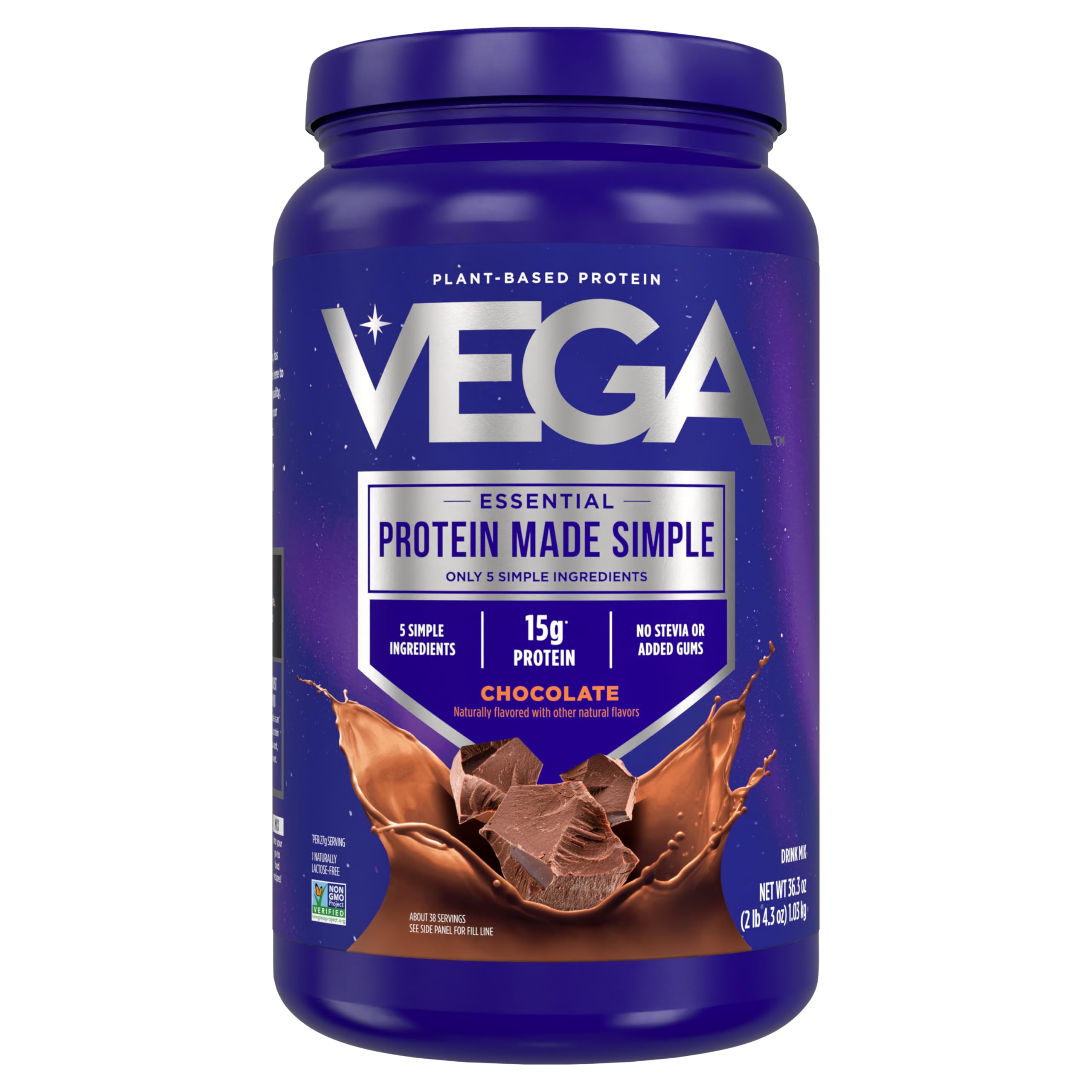 Vega Protein Made Simple - 15g Plant-Based Pea Protein, Chocolate, 39 Servings, Stevia Free, No Artificial Sweeteners or Gums, Non-GMO, Gluten Free, Vega buy australia supplements