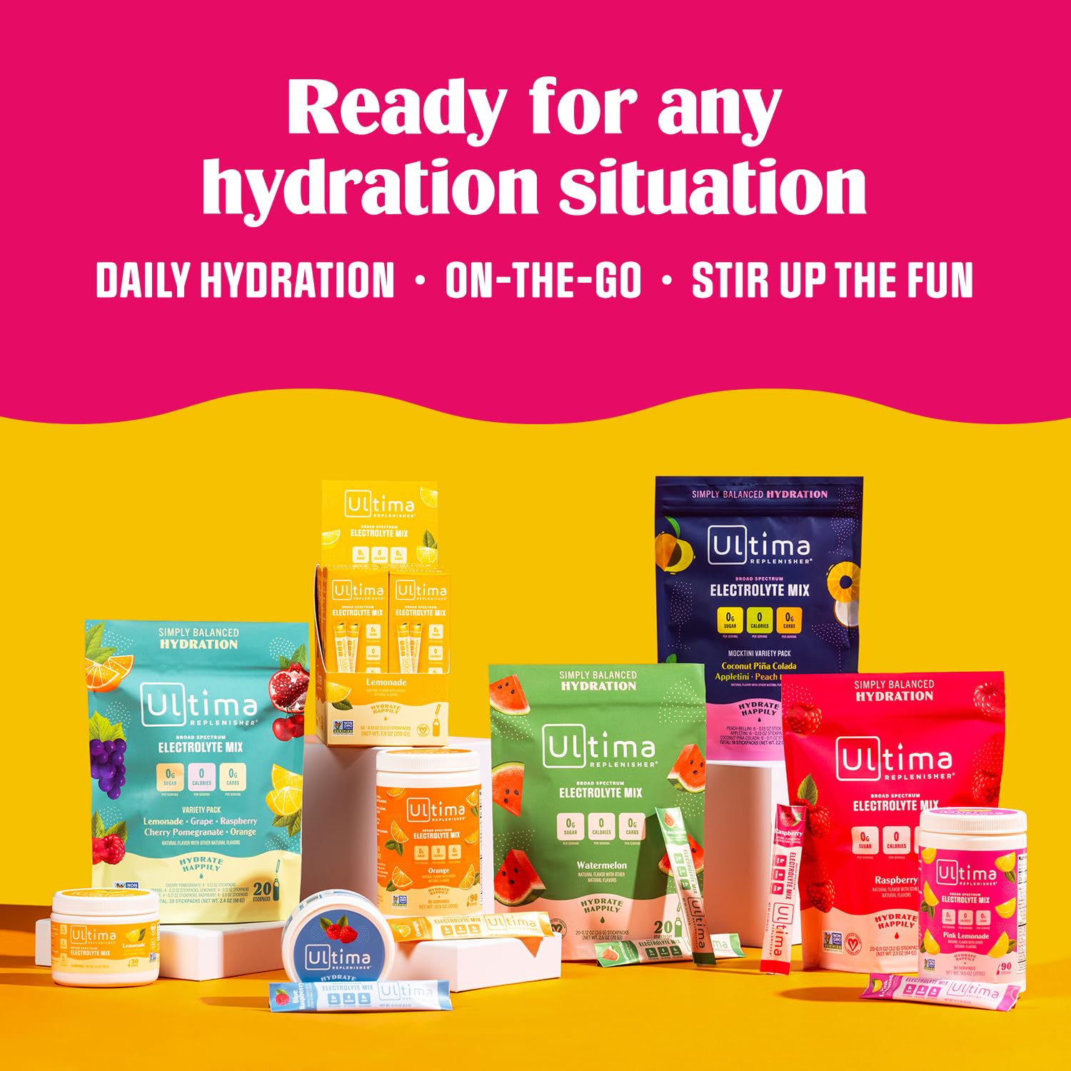 Ultima Replenisher Daily Electrolyte Drink Mix – Watermelon, 20 Stickpacks Ultima ReplenisherBuy Supplements Australia