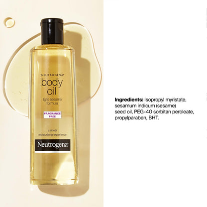 Neutrogena Body Oil Light Sesame Formula, Fragrance-Free, 8.5 fl. oz Neutrogena