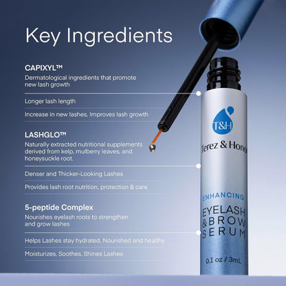 Advanced Eyelash Serum for Thicker, Longer Eyelashes and Eyebrows - Grow Luscious Lashes with Brow Enhancer (3mL) TEREZ & HONOR