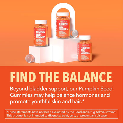 Pumpkin Seed Oil Gummies for Bladder and Urinary Tract Support, 30 Servings | 200mg Pumpkin Seed Extract Per Serving, Vegan, Non-GMO, Gluten-Free, Sugar Free Pumpkin Seed Gummies, Orange Flavor Gsupps Australia