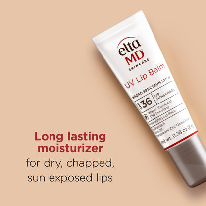 EltaMD UV Lip Balm SPF Sunscreen, Sunscreen Lip Balm with SPF 30+, Protects Dry Cracked Lips, Transparent Zinc Oxide, 0.28 Tube EltaMD