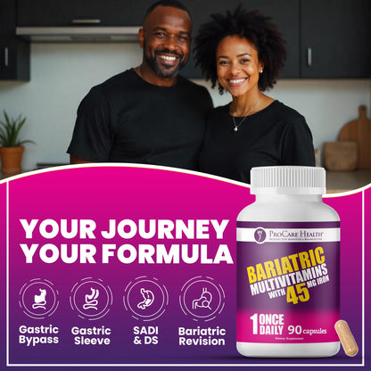 ProCare Health Bariatric Multivitamin 45mg Iron – Once Daily Capsule for Gastric Bypass, Sleeve & Post-Op Support – 90 Easy-to-Swallow Capsules ProCare Health