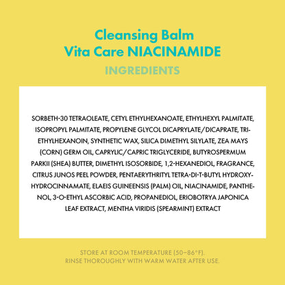KAHI Cleansing Balm Vita Care Niacinamide - Makeup Remover Balm with Vitamin B, C & Yuzu Peel Scrub - Gentle Exfoliating Korean Skincare 1.69 oz KAHI