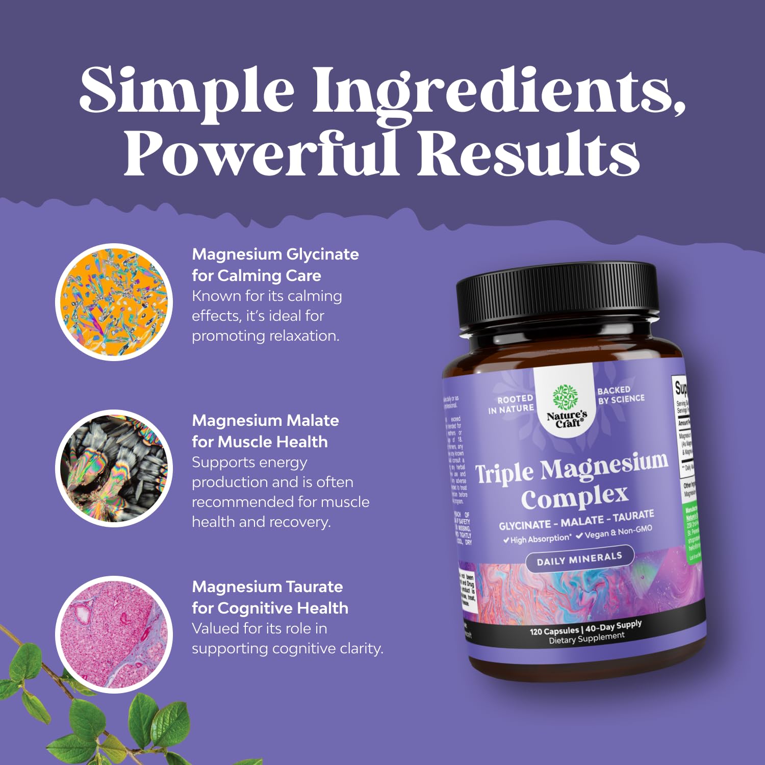 Triple Magnesium Complex 400mg w Magnesium Glycinate Taurate Malate - 180ct | Magnesium triple complex for women and men with magnesium taurate glycinate malate blend Magnesio Gsupps Australia