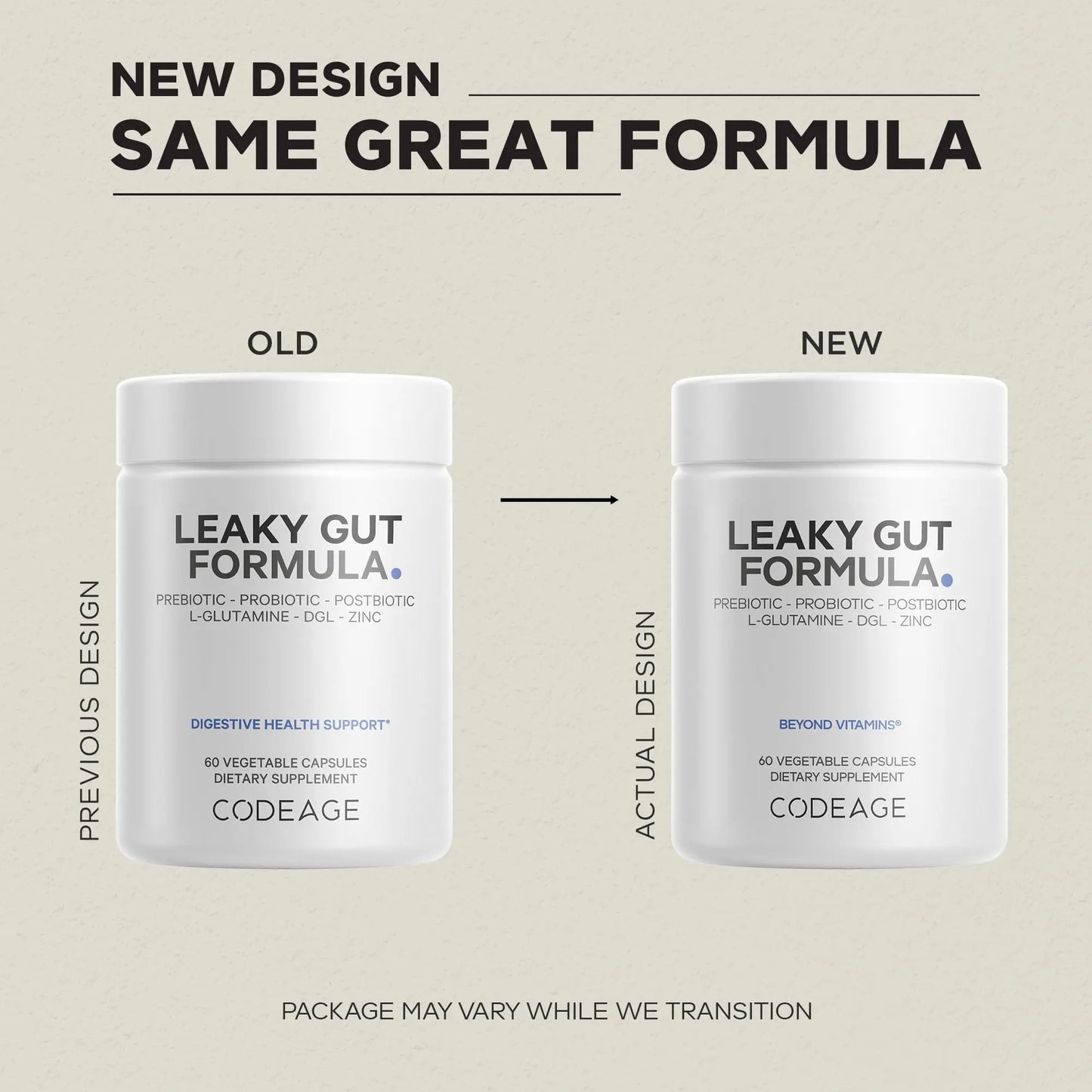 Codeage Leaky Gut Supplement, L-Glutamine, N-Acetylglucosamine, Probiotic, Butyric Acid, Polyphenols, Quercetin, DGL, Marshmallow Root, Berberine, BioPerine Codeage