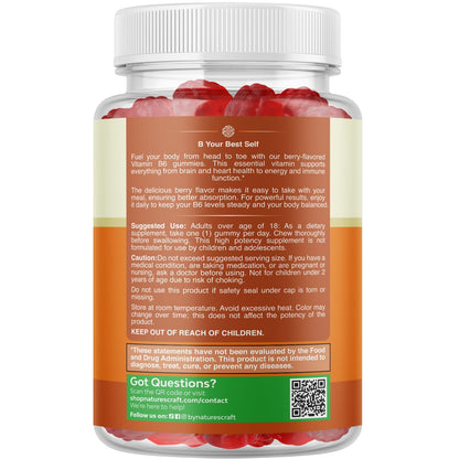 Potent Vitamin B6 Gummies for Adults - Potent Vitamin B Complex Supplements for Men & Women for Nervous System Support Mood & Immune System - Vegan Pyridoxine Chews for Energy & Metabolism - 30 Count Gsupps Australia