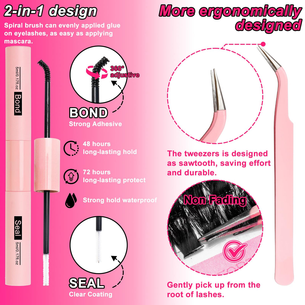 MilyBest Lash Clusters Kit 100D with Spikes, 13-19mm Manga Lashes MilyBest