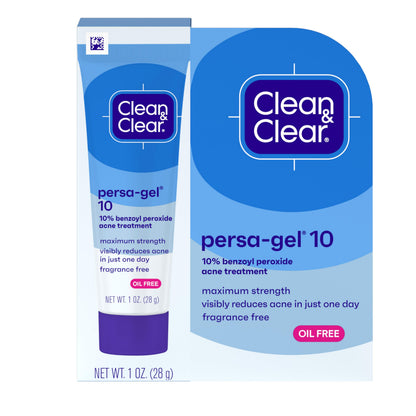 Clean & Clear Persa-Gel 10 Oil-Free Acne Spot Treatment with Maximum Strength 10% Benzoyl Peroxide, Topical Pimple Clean & Clear