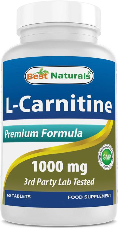 Best Naturals L-Carnitine 1000mg 60 Tablets (60 Count (Pack of 1)) Best Naturals
