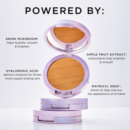 tarte face tape pressed powder – Medium-Coverage Waterproof Powder, Hyaluronic Acid & Peptides to Smooth & Set Makeup, Lightweight, Vegan & Cruelty-Free, full size, 44H tan honey tarte