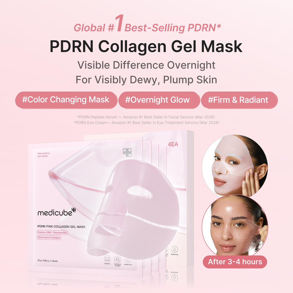 medicube Jelly Gel Mask with Salmon DNA PDRN Pink Collagen, 4EA medicube