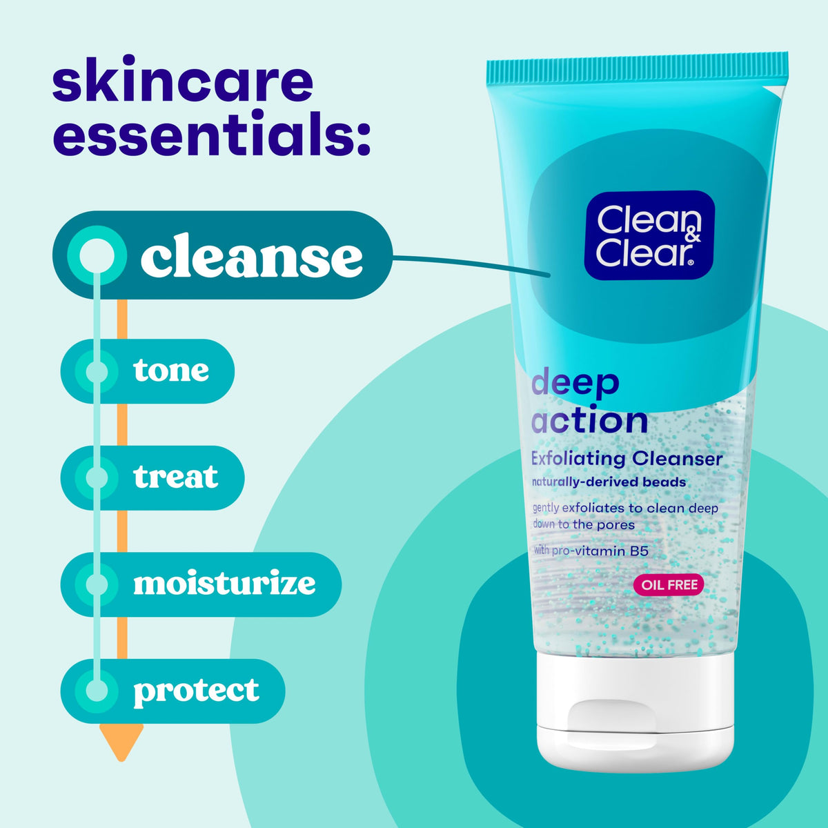 Clean & Clear Oil-Free Deep Action Exfoliating Facial Cleanser, 7 fl oz Clean & Clear