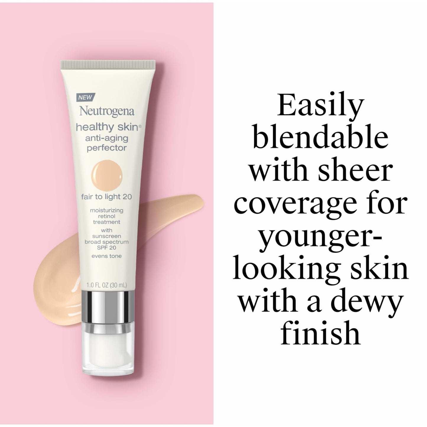 Neutrogena Retinol Treatment and Tinted Facial Moisturizer, Healthy Skin Anti-Aging Perfector with Broad Spectrum SPF 20 Sunscreen Neutrogena