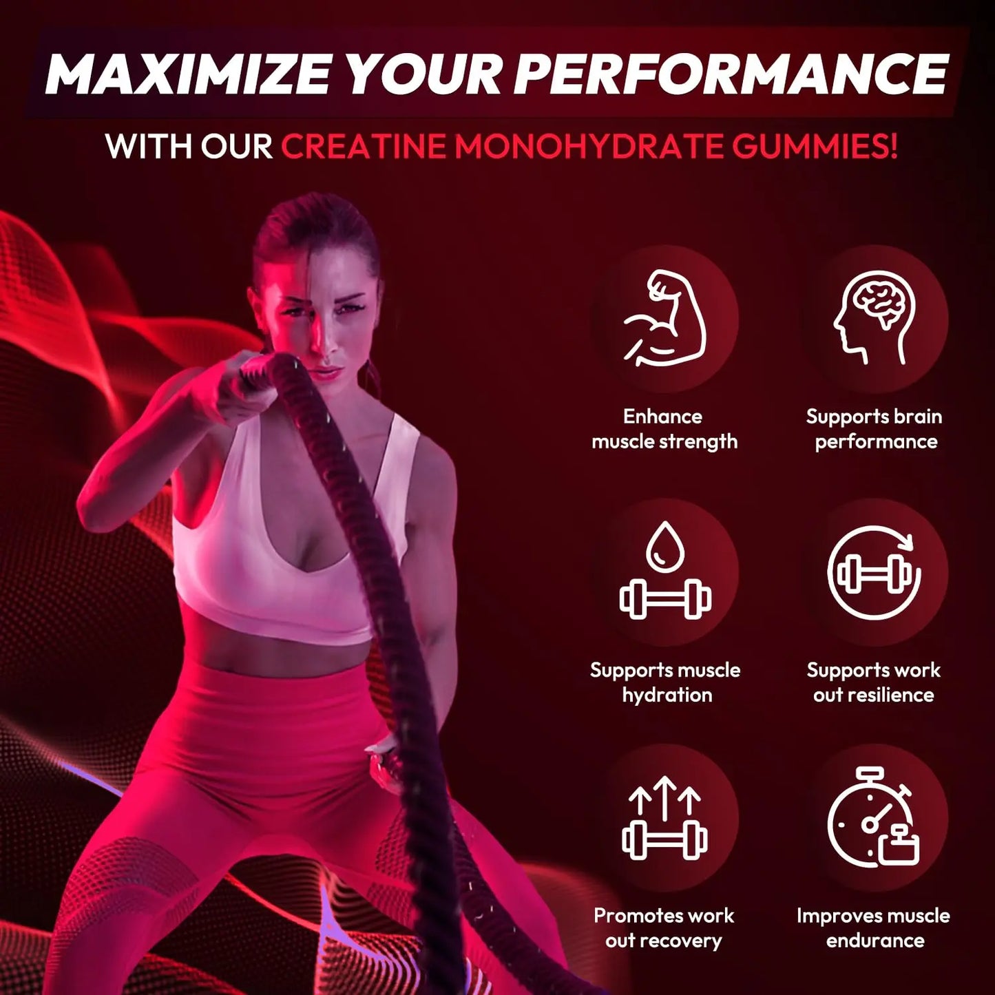 Creatine Gummies Monohydrate Complex 9000MG, Chewable Creatine Monohydrate Gummies for Men & Women with L-Taurine, BCAA 2:1, B12/6, Building Muscle Cytona