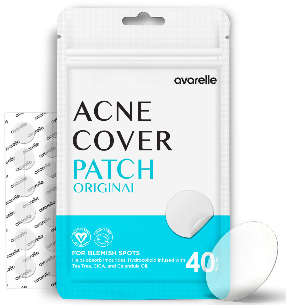 AVARELLE Original Hydrocolloid Acne Pimple Patches for Face 40 Count AVARELLE