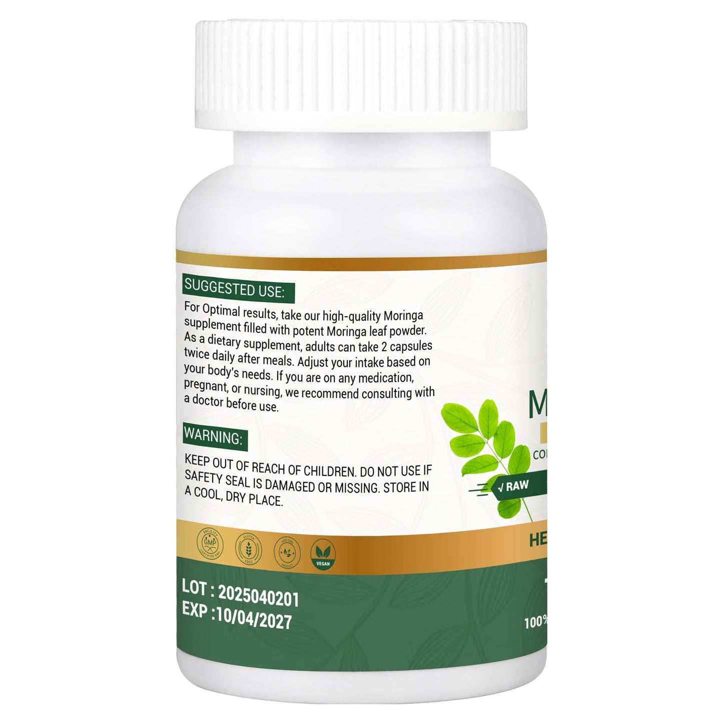 Moringa Capsules, Moringa Pure Capsules For Energy, Immune Support, Gut Health & Powerful Green Superfood, Rich In Antioxidants, Essential Vitamins & Amino Acids MEDI BOTIC