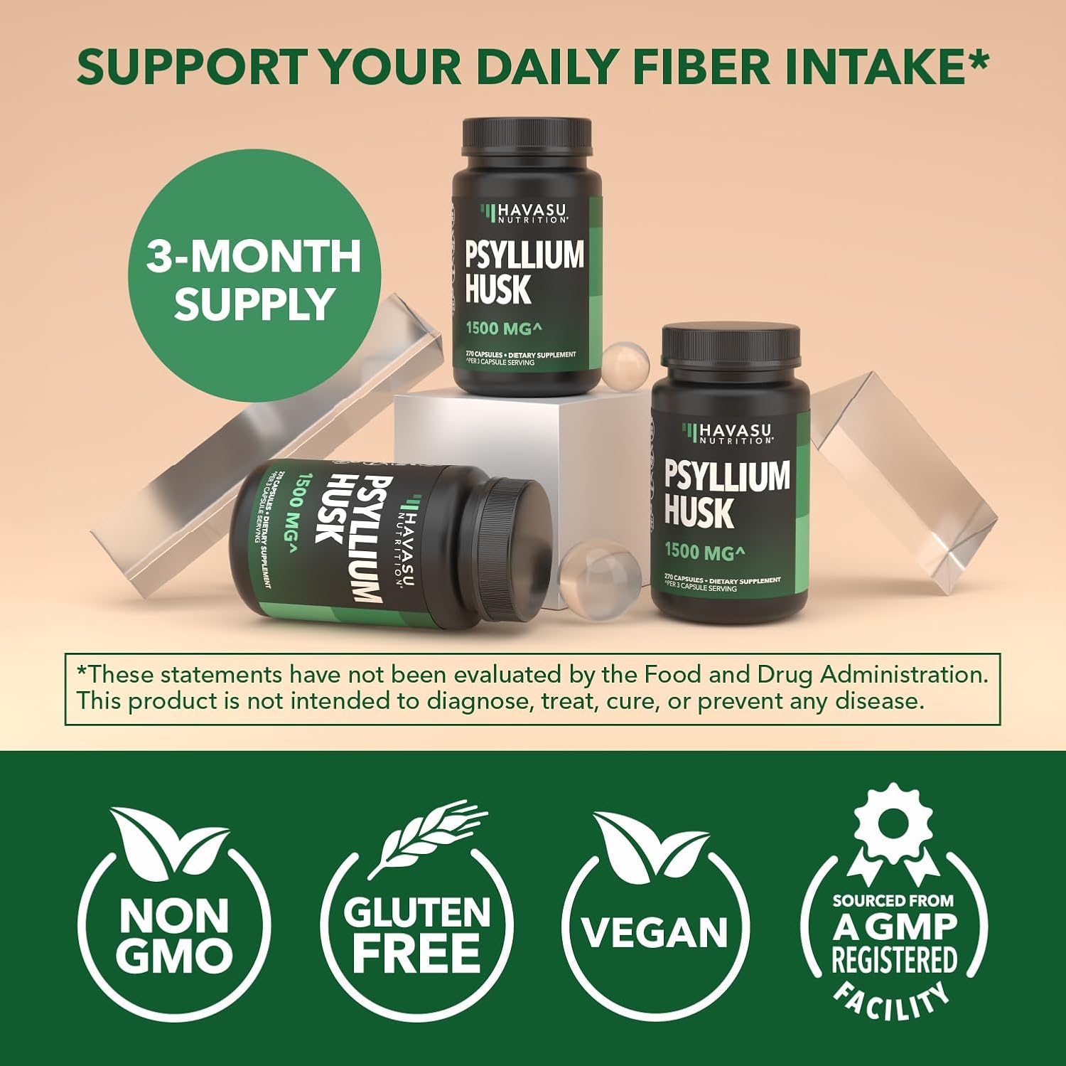 Vegan Psyllium Husk Fiber Capsules, GLP-1 Nutritional Support, 270 Pills | Psyllium Fiber Supplement Capsules for Digestive Health Regularity, Non-GMO Gluten Free & 3rd Party Tested, 90 Servings Gsupps Australia