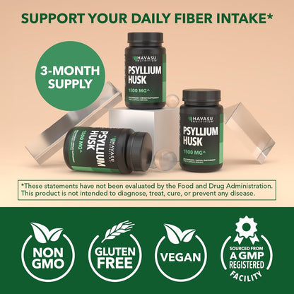 Vegan Psyllium Husk Fiber Capsules, GLP-1 Nutritional Support, 270 Pills | Psyllium Fiber Supplement Capsules for Digestive Health Regularity, Non-GMO Gluten Free & 3rd Party Tested, 90 Servings Gsupps Australia