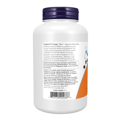 NOW Supplements, NAC (N-Acetyl Cysteine) 600 mg with Selenium, 250 Veg Capsules NOW Foods
