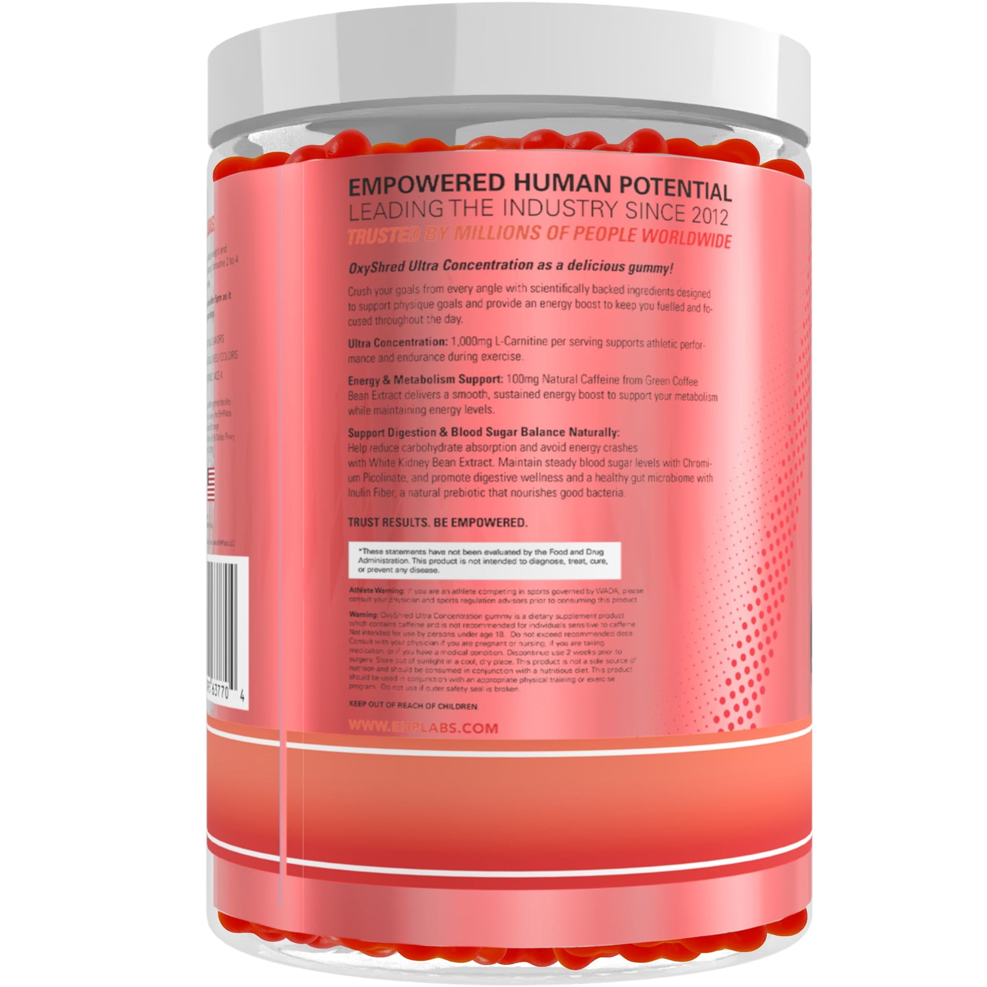 EHP Labs OxyShred Gummies - Pre Workout Gummies & Energy Chews with 100mg Caffeine, L-Carnitine for Thermo & Metabolic Support, All Natural Energy Boost EHP Labs buy australia supplements