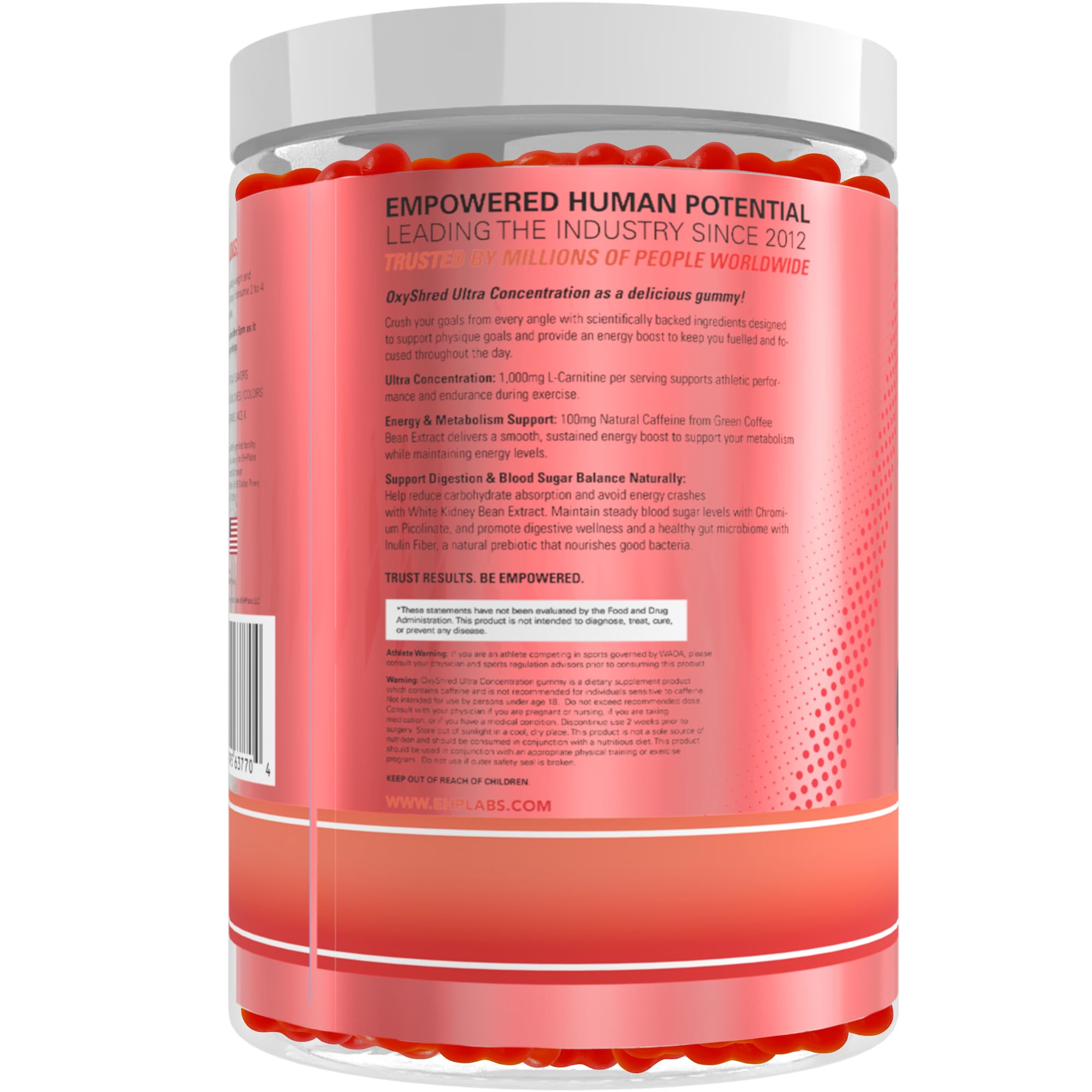 EHP Labs OxyShred Gummies - Pre Workout Gummies & Energy Chews with 100mg Caffeine, L-Carnitine for Thermo & Metabolic Support, All Natural Energy Boost EHP Labs buy australia supplements