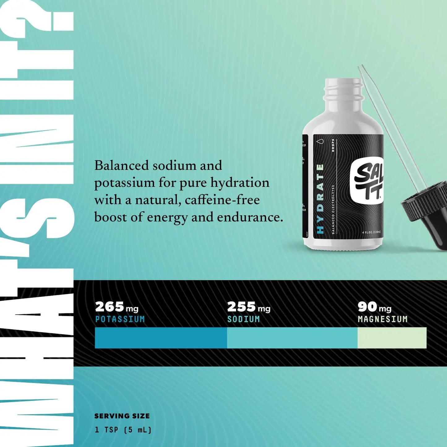 SALTT - Hydrate (4 oz) - Electrolytes Drops - Energy Boost - Sodium, Potassium, Magnesium, Zinc, Copper - Unflavored - Ultra Low Carb - Zero Sugar, Vegan, Keto Chow