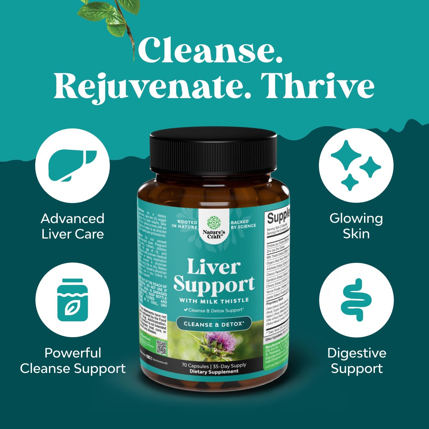 Best Liver Supplements with Milk Thistle - Artichoke - Dandelion Root Support Healthy Liver Function for Men and Women Natural Detox Cleanse Capsules Boost Immune System Relief - Natures Craft | Herbal Detox Support with Ginger, Beetroot & Artichoke - Ber Gsupps Australia